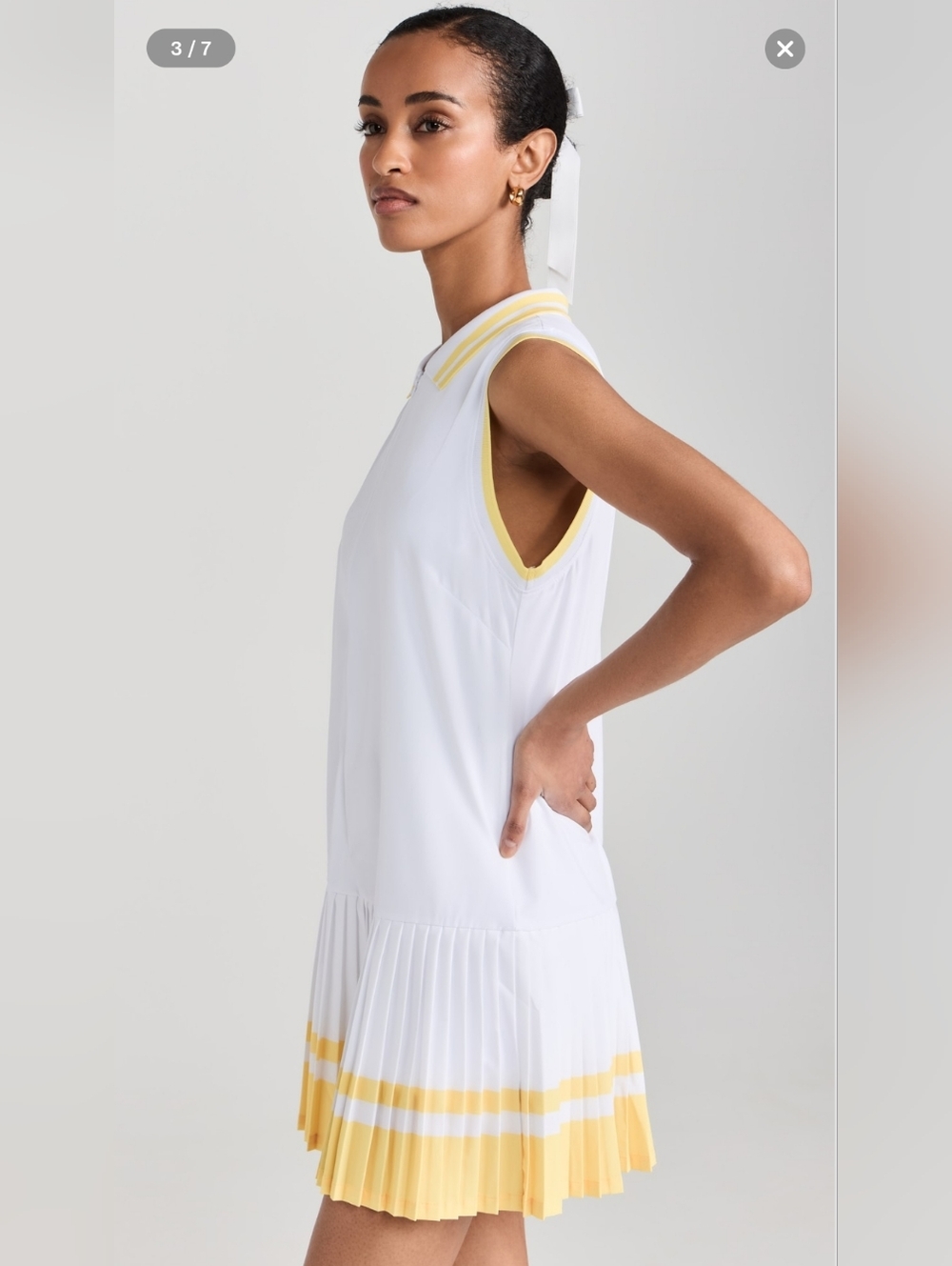 Beach Riot Bria Tennis Dress - White, Yellow Size Large - Picture 4 of 8